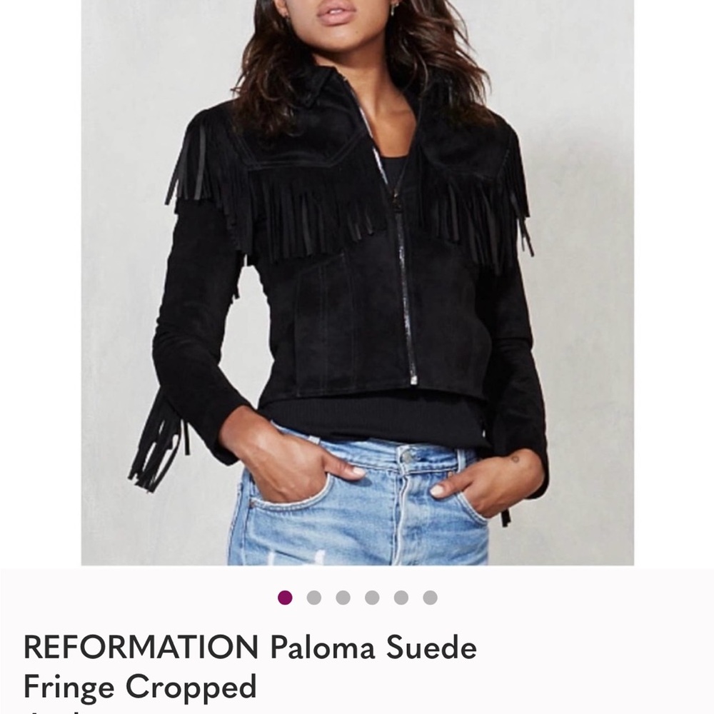 Reformation Suede Fringe Jacket
